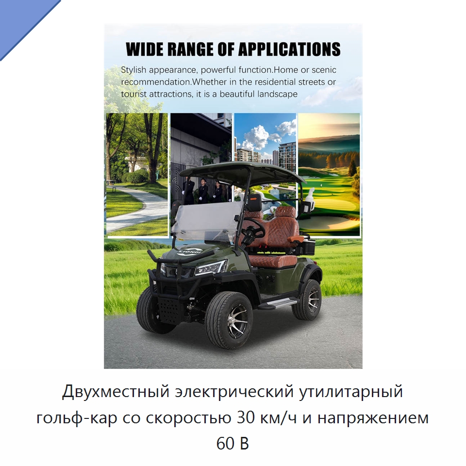 Двухместный электрический утилитарный гольф-кар со скоростью 30 км/ч и напряжением 60 В — Специальные конвейеры