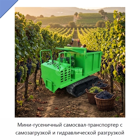 Мини-гусеничный самосвал-транспортер с самозагрузкой и гидравлической разгрузкой