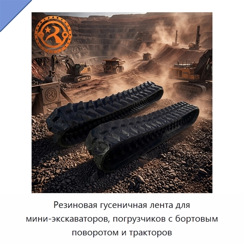 Резиновая гусеничная лента для мини-экскаваторов, погрузчиков с бортовым поворотом и тракторов