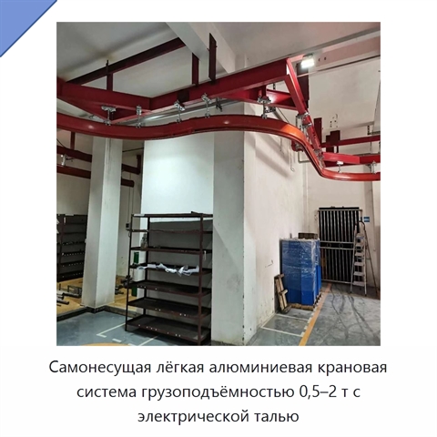 Самонесущая лёгкая алюминиевая крановая система грузоподъёмностью 0,5–2 т с электрической талью
