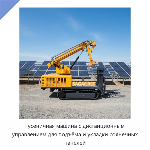 Гусеничная машина с дистанционным управлением для подъёма и укладки солнечных панелей