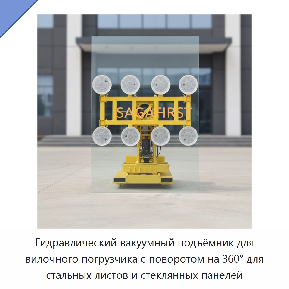 Гидравлический вакуумный подъёмник для вилочного погрузчика с поворотом на 360° для стальных листов и стеклянных панелей — Специальное подъемно-транспортное оборудование