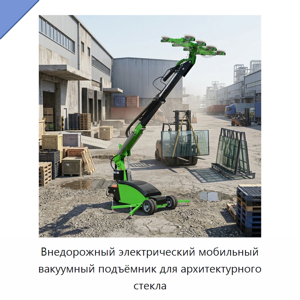 Внедорожный электрический мобильный вакуумный подъёмник для архитектурного стекла — Вакуумные грузозахваты