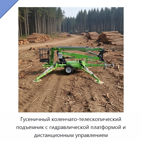 Гусеничный коленчато-телескопический подъемник с гидравлической платформой и дистанционным управлением