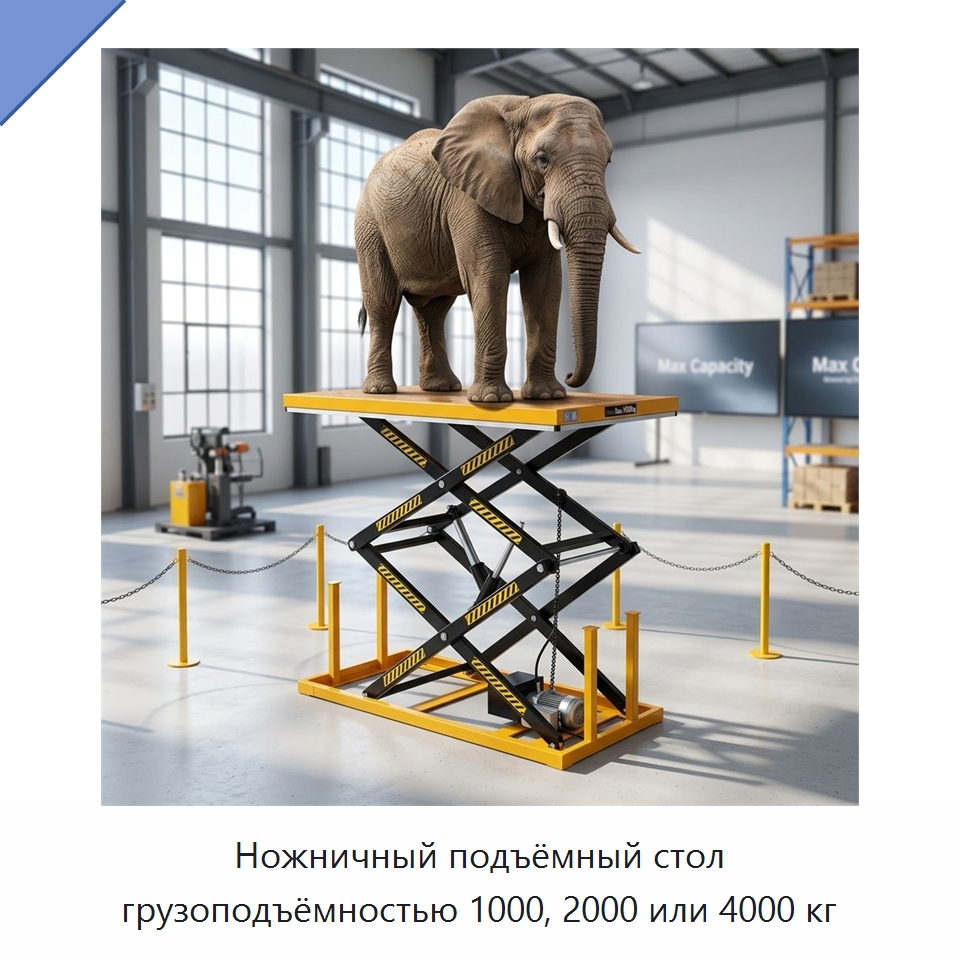 Ножничный подъёмный стол грузоподъёмностью 1000, 2000 или 4000 кг — Подъемные столы