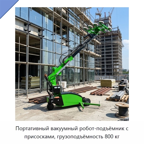 Портативный вакуумный робот-подъёмник с присосками, грузоподъёмность 800 кг