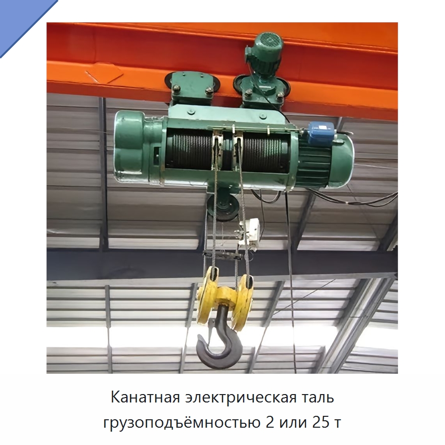 Канатная электрическая таль грузоподъёмностью 2 или 25 т — Электротали