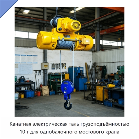 Канатная электрическая таль грузоподъёмностью 10 т для однобалочного мостового крана