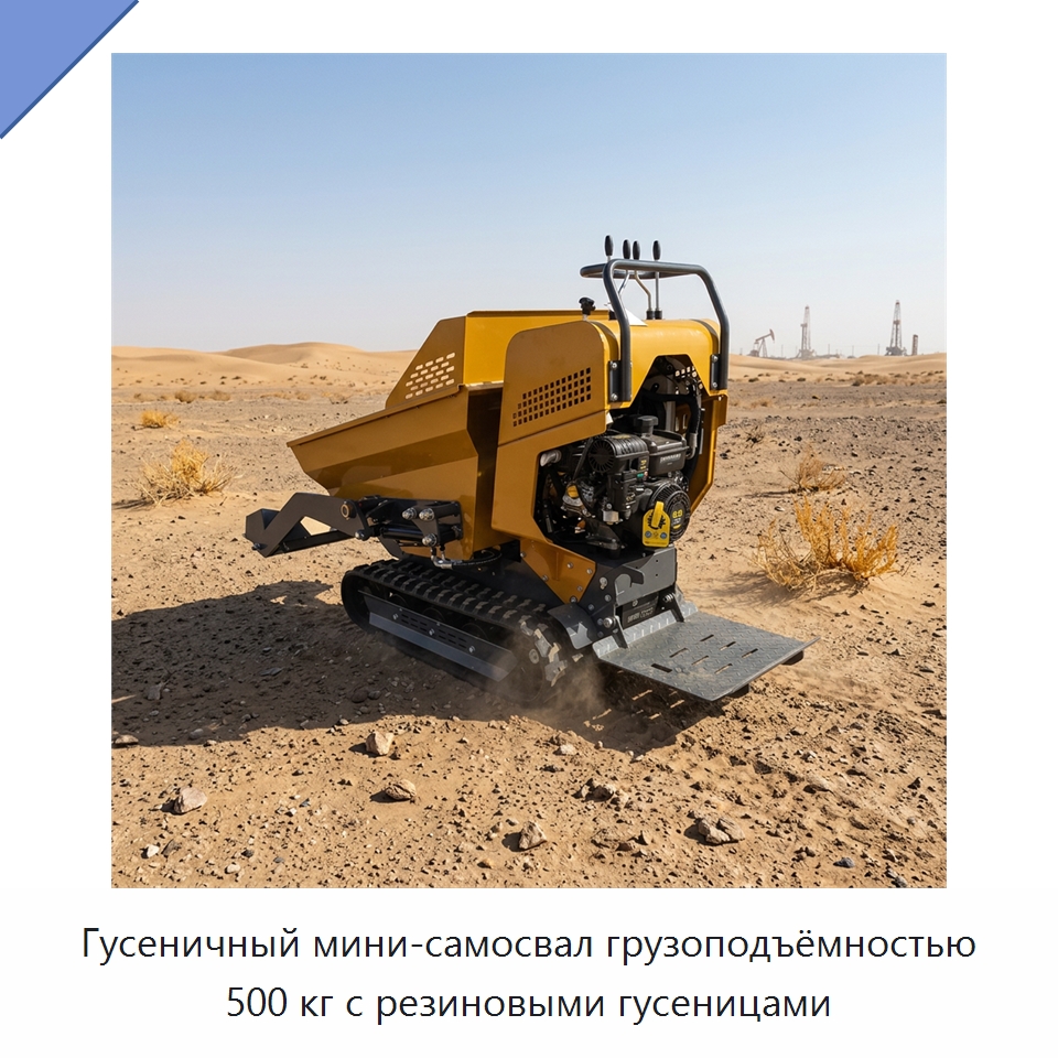 Гусеничный мини-самосвал грузоподъёмностью 500 кг с резиновыми гусеницами — Землеройная техника