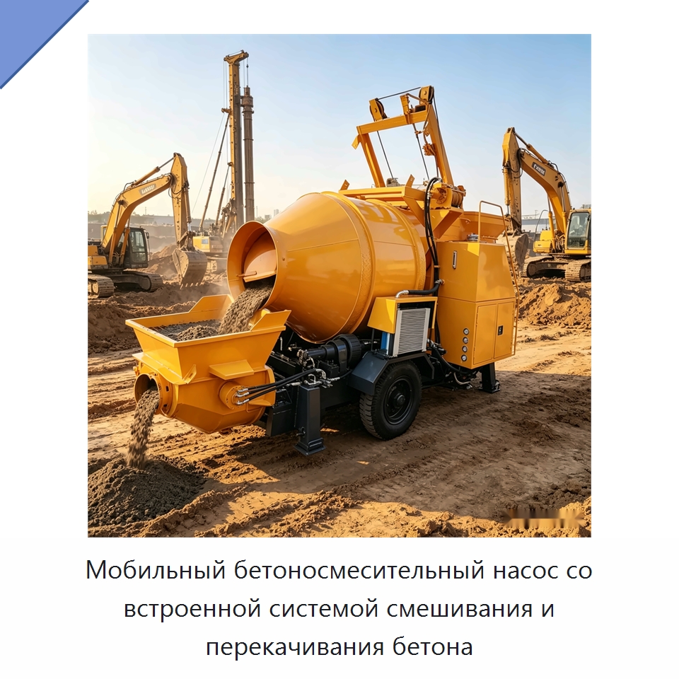 Мобильный бетоносмесительный насос со встроенной системой смешивания и перекачивания бетона — Оборудование для работы с бетоном