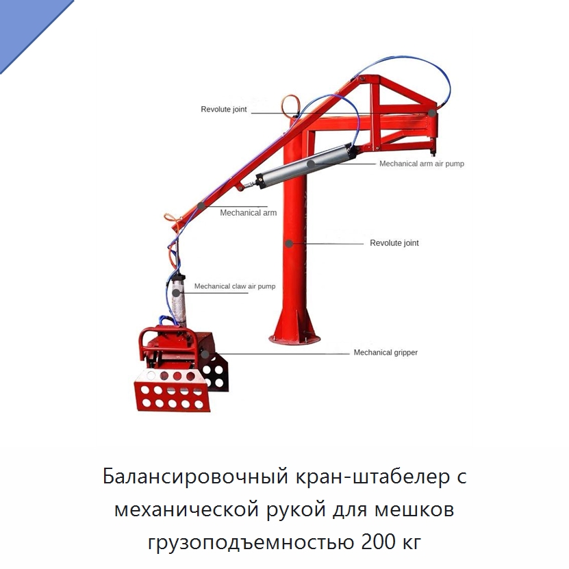 Балансировочный кран-штабелер с механической рукой для мешков грузоподъемностью 200 кг — Манипуляторы