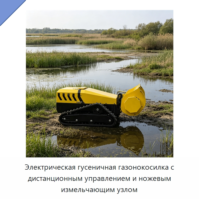 Электрическая гусеничная газонокосилка с дистанционным управлением и ножевым измельчающим узлом — Газонокосилки