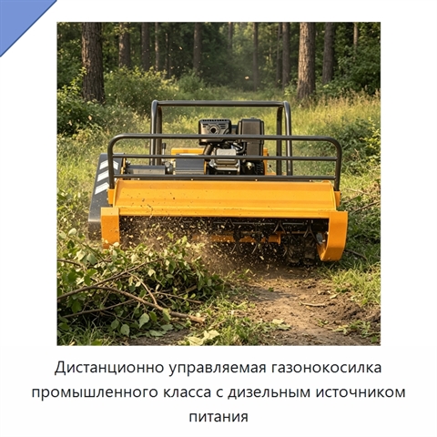 Дистанционно управляемая газонокосилка промышленного класса с дизельным источником питания