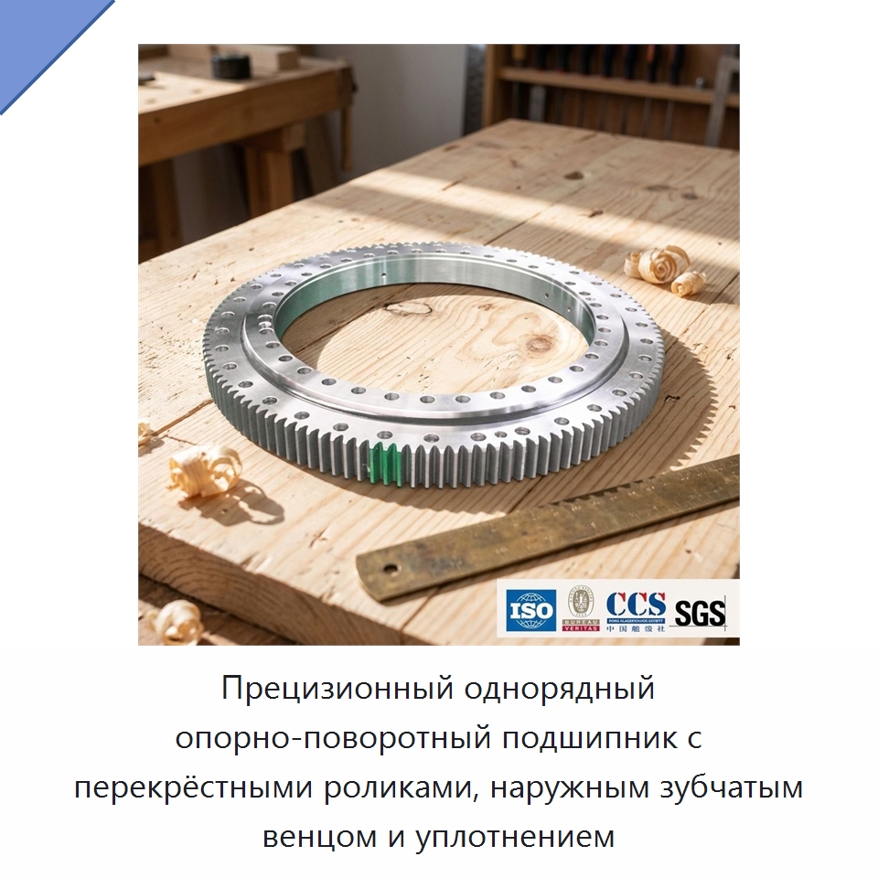 Прецизионный однорядный опорно-поворотный подшипник с перекрёстными роликами, наружным зубчатым венцом и уплотнением — Опорно-поворотные подшипники