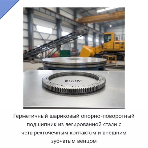 Герметичный шариковый опорно-поворотный подшипник из легированной стали с четырёхточечным контактом и внешним зубчатым венцом