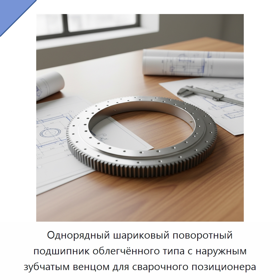 Однорядный шариковый поворотный подшипник облегчённого типа с наружным зубчатым венцом для сварочного позиционера — Опорно-поворотные подшипники