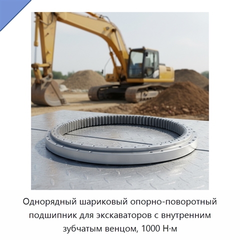 Однорядный шариковый опорно-поворотный подшипник для экскаваторов с внутренним зубчатым венцом, 1000 Н·м