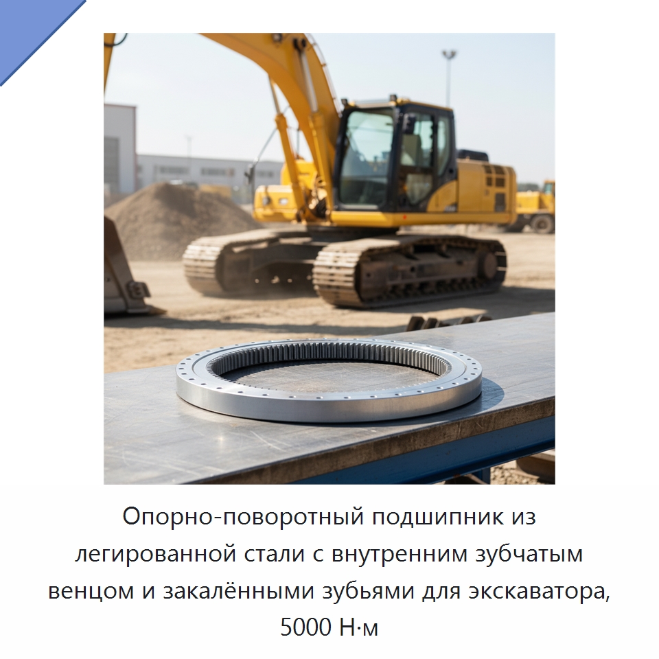 Опорно-поворотный подшипник из легированной стали с внутренним зубчатым венцом и закалёнными зубьями для экскаватора, 5000 Н·м — Опорно-поворотные подшипники