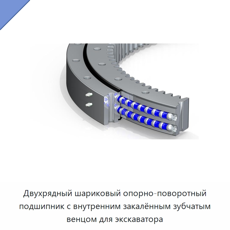 Двухрядный шариковый опорно-поворотный подшипник с внутренним закалённым зубчатым венцом для экскаватора — Запчасти для строительной техники