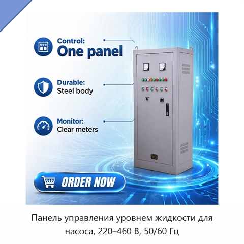 Панель управления уровнем жидкости для насоса, 220–460 В, 50/60 Гц