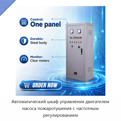 Автоматический шкаф управления двигателем насоса пожаротушения с частотным регулированием
