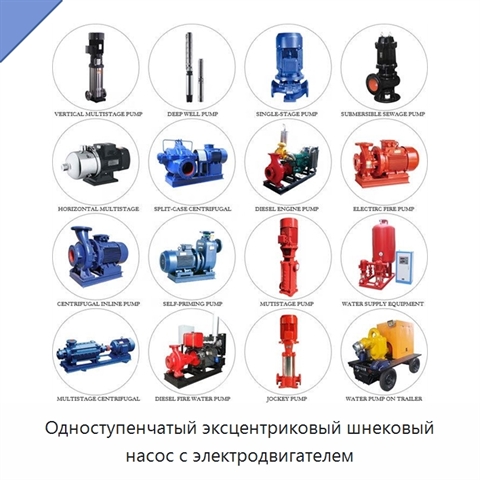 Одноступенчатый эксцентриковый шнековый насос с электродвигателем