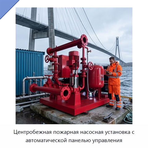 Центробежная пожарная насосная установка с автоматической панелью управления