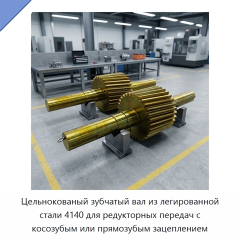 Цельнокованый зубчатый вал из легированной стали 4140 для редукторных передач с косозубым или прямозубым зацеплением