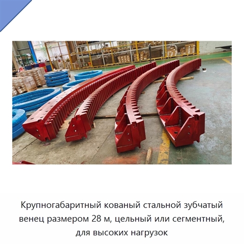Крупногабаритный кованый стальной зубчатый венец размером 28 м, цельный или сегментный, для высоких нагрузок