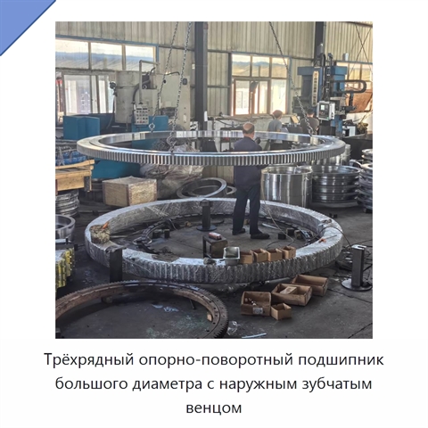 Трёхрядный опорно-поворотный подшипник большого диаметра с наружным зубчатым венцом