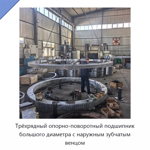 Трёхрядный опорно-поворотный подшипник большого диаметра с наружным зубчатым венцом