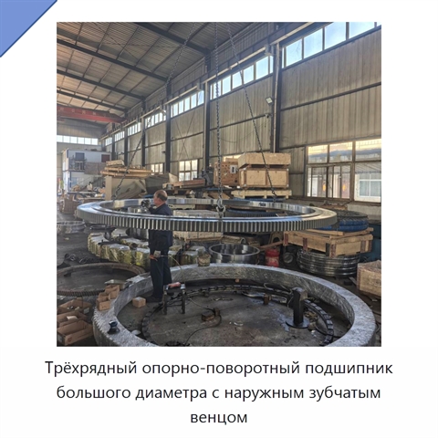 Трёхрядный опорно-поворотный подшипник большого диаметра с наружным зубчатым венцом