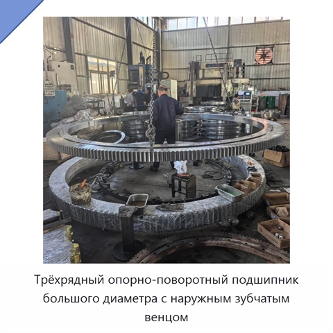 Трёхрядный опорно-поворотный подшипник большого диаметра с наружным зубчатым венцом