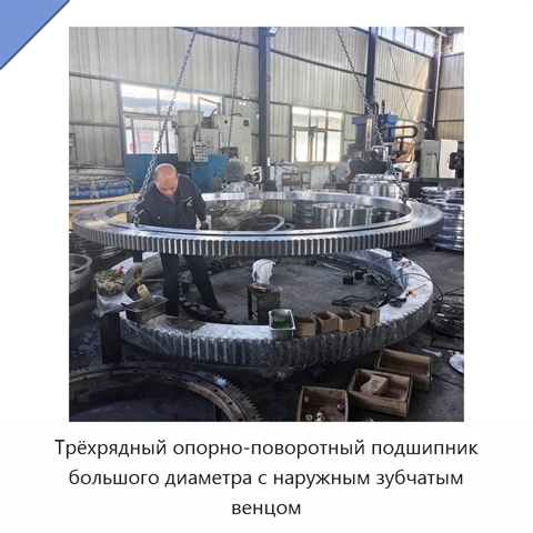 Трёхрядный опорно-поворотный подшипник большого диаметра с наружным зубчатым венцом