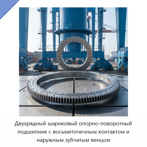Двухрядный шариковый опорно-поворотный подшипник с восьмиточечным контактом и наружным зубчатым венцом