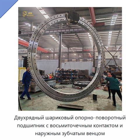 Двухрядный шариковый опорно-поворотный подшипник с восьмиточечным контактом и наружным зубчатым венцом
