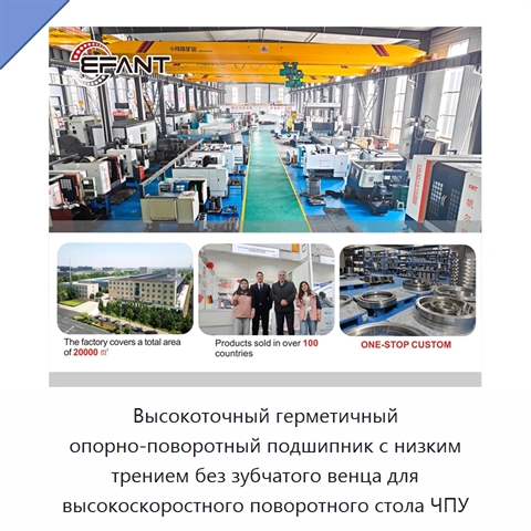 Высокоточный герметичный опорно-поворотный подшипник с низким трением без зубчатого венца для высокоскоростного поворотного стола ЧПУ