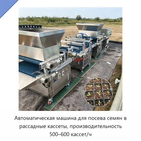 Автоматическая машина для посева семян в рассадные кассеты, производительность 500–600 кассет/ч