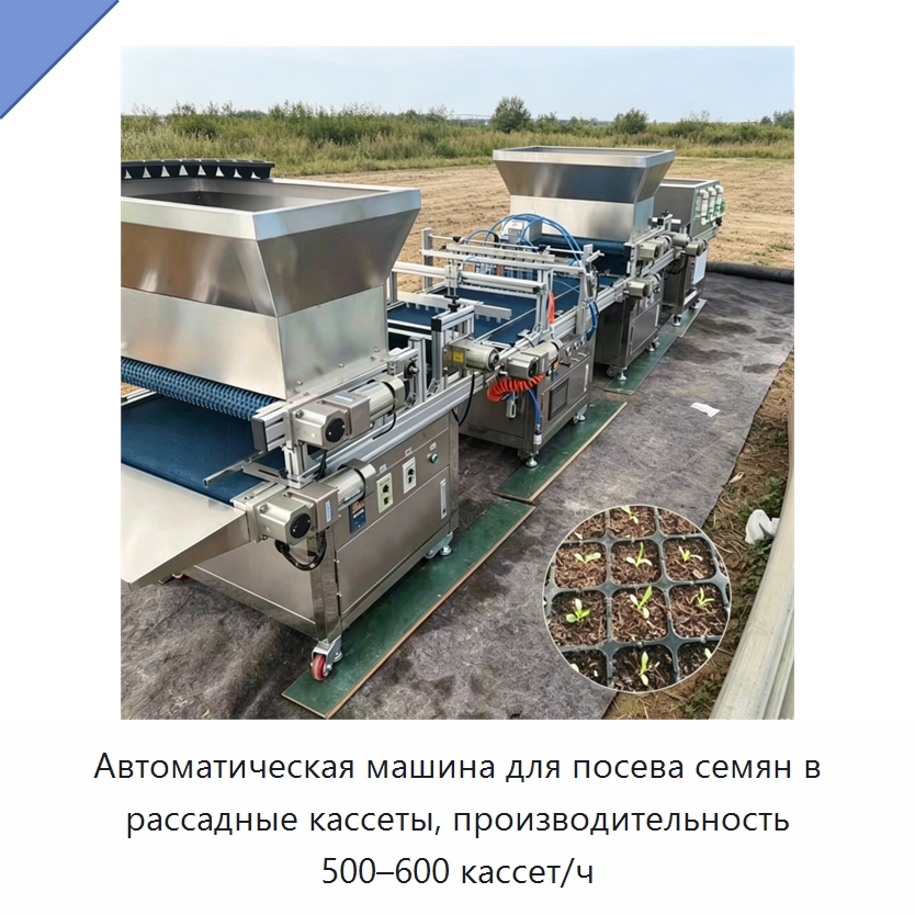 Автоматическая машина для посева семян в рассадные кассеты, производительность 500–600 кассет/ч — Специальные сельскохозяйственные машины