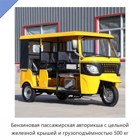 Бензиновая пассажирская авторикша с цельной железной крышей и грузоподъёмностью 500 кг