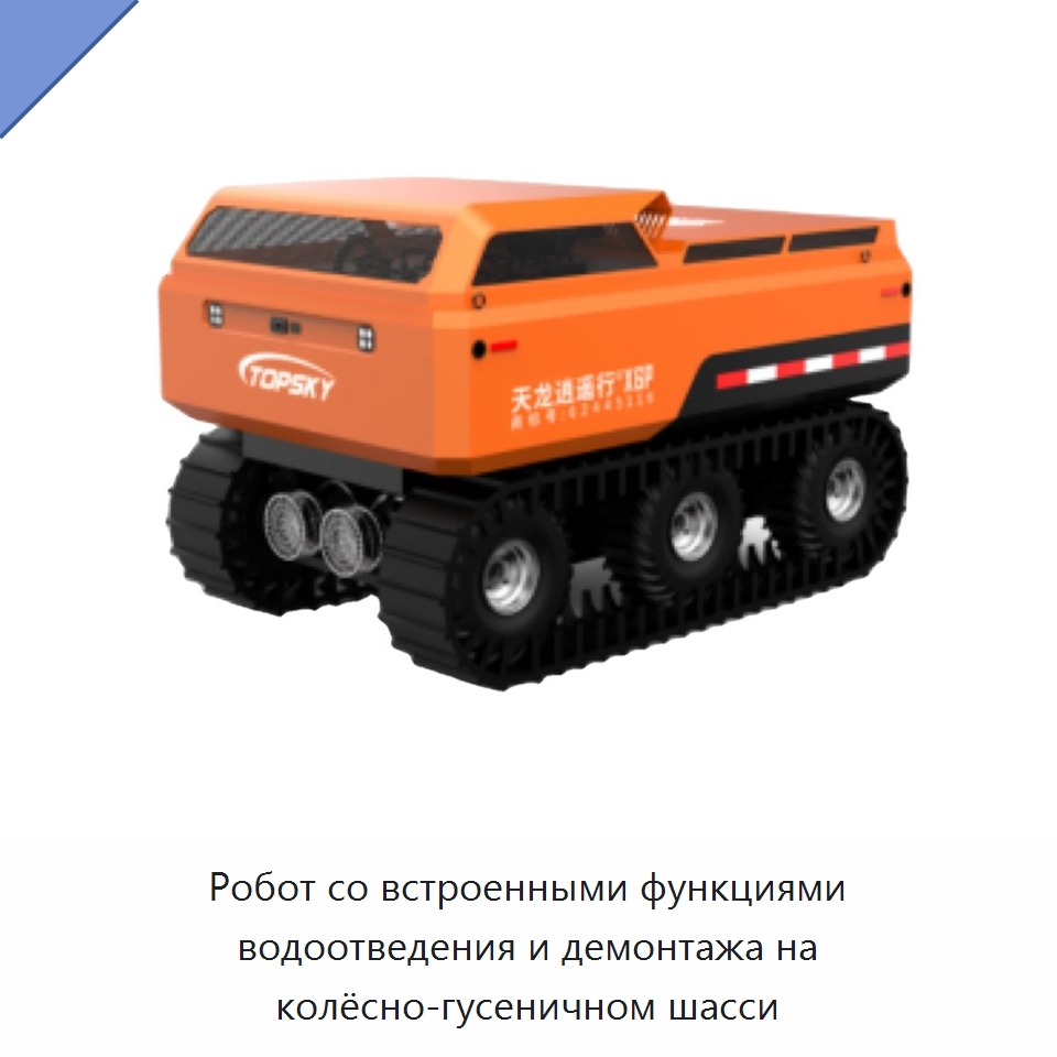 Робот со встроенными функциями водоотведения и демонтажа на колёсно-гусеничном шасси — Противопожарное оборудование и принадлежности