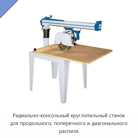 Радиально-консольный круглопильный станок для продольного, поперечного и диагонального распила — Пильные станки по дереву