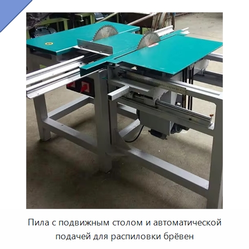 Пила с подвижным столом и автоматической подачей для распиловки брёвен — Пильные станки по дереву