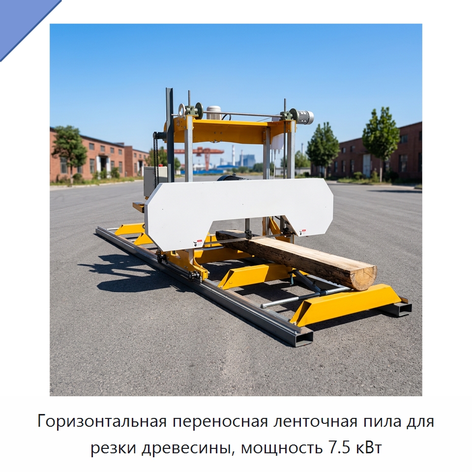 Горизонтальная переносная ленточная пила для резки древесины, мощность 7.5 кВт — Пильные станки по дереву