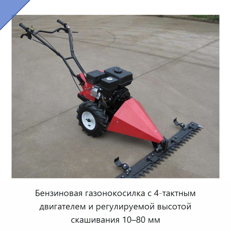 Бензиновая газонокосилка с 4-тактным двигателем и регулируемой высотой скашивания 10–80 мм — Специальная сельскохозяйственная техника