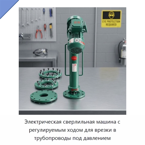 Электрическая сверлильная машина с регулируемым ходом для врезки в трубопроводы под давлением