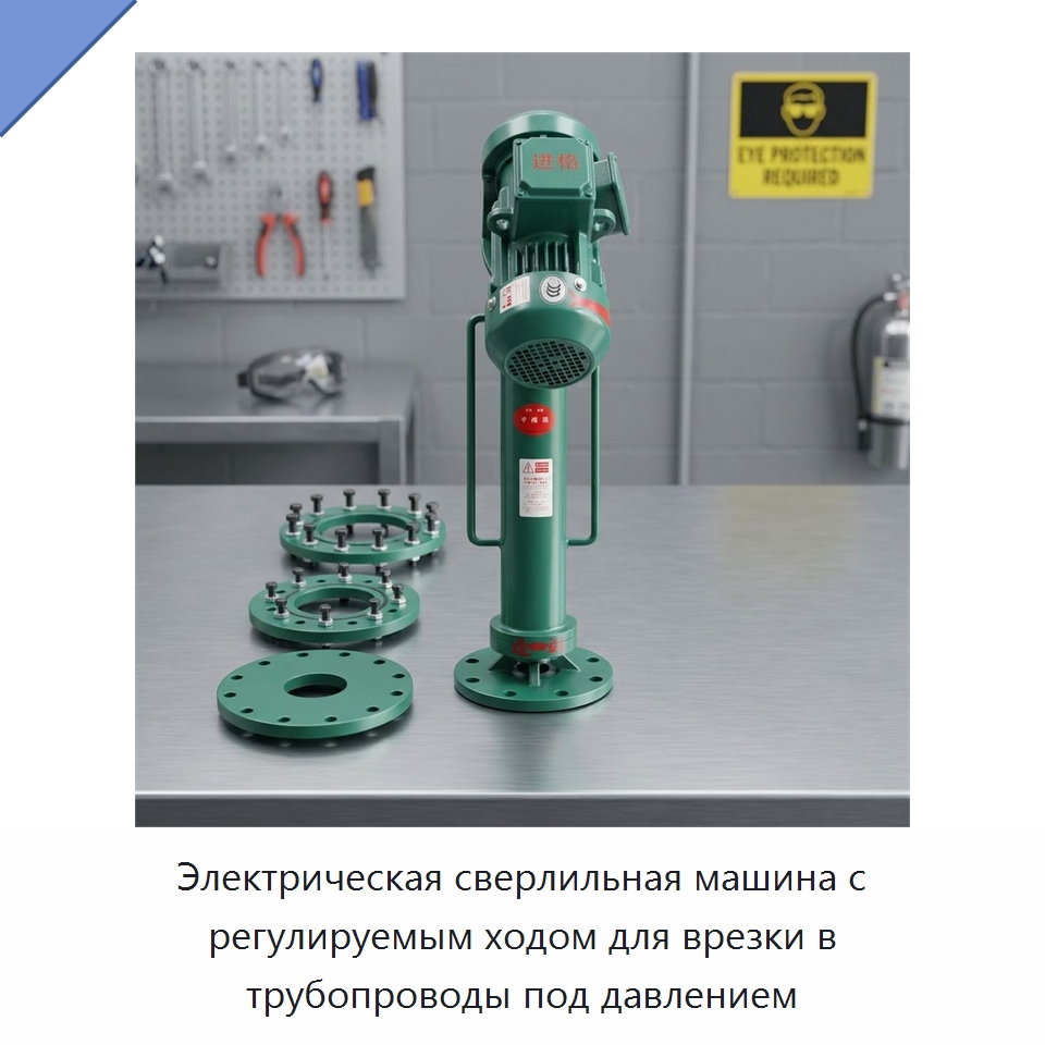 Электрическая сверлильная машина с регулируемым ходом для врезки в трубопроводы под давлением — Специальные машины и промышленное оборудование