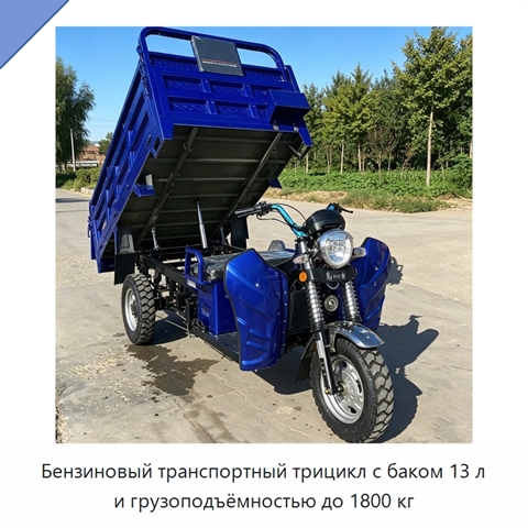 Бензиновый транспортный трицикл с баком 13 л и грузоподъёмностью до 1800 кг