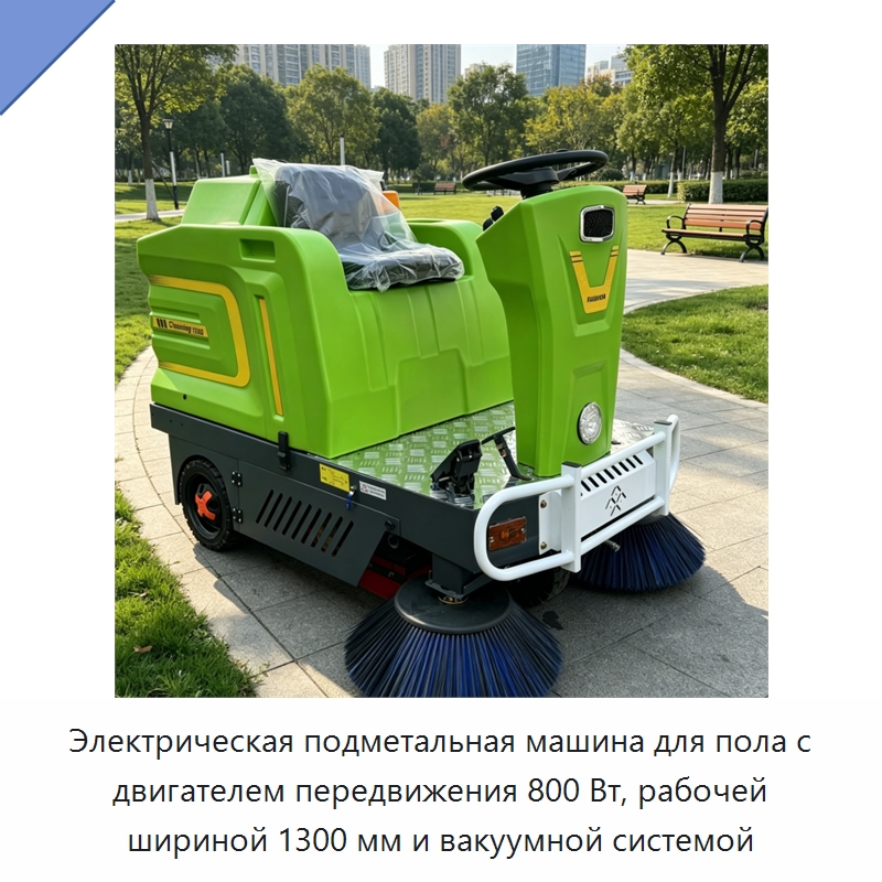 Электрическая подметальная машина для пола с двигателем передвижения 800 Вт, рабочей шириной 1300 мм и вакуумной системой — Коммунальная техника