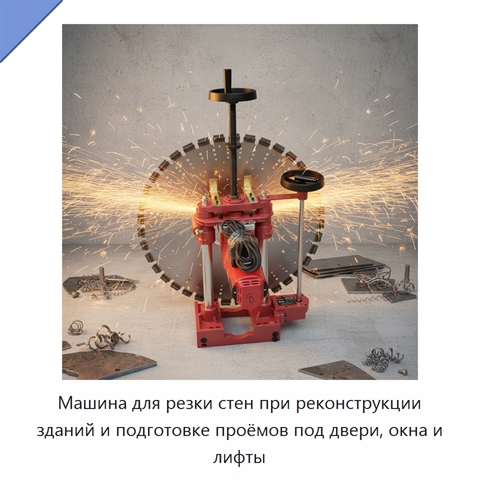 Машина для резки стен при реконструкции зданий и подготовке проёмов под двери, окна и лифты